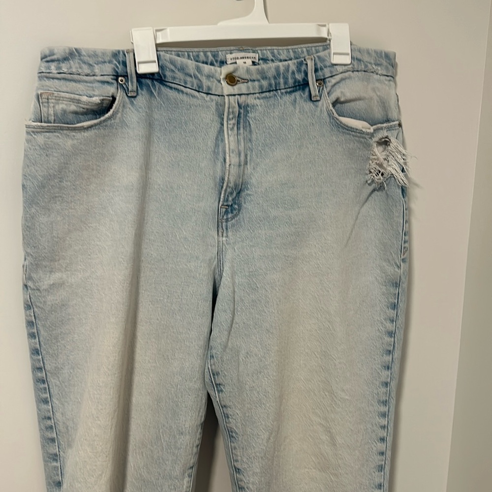 Good American GOOD MOM JEANS GM602T BLUE636 Size 16 Inseam 25